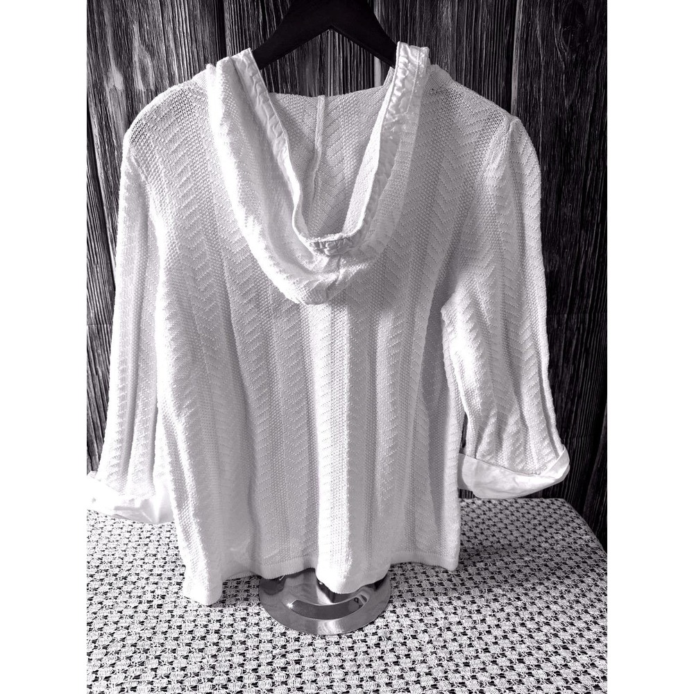 Christopher & Banks White Zip-Front Hooded Cardigan - Picture 2 of 13
